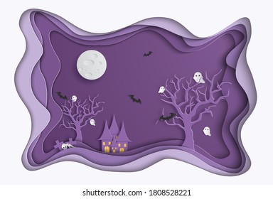 Happy Halloween paper cut. Graphic design for the Halloween festival. Funny Halloween. paper cut and craft style. vector