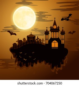 Happy halloween paper cut style. Concept of cemetery. Vector illustration.