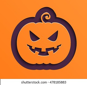 Happy Halloween paper pumpkin. Vector illustration.