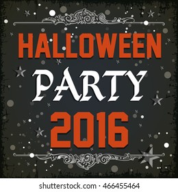 Happy Halloween party 2016 invitation card, vector illustration 