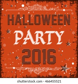 Happy Halloween party 2016 invitation card, vector illustration 