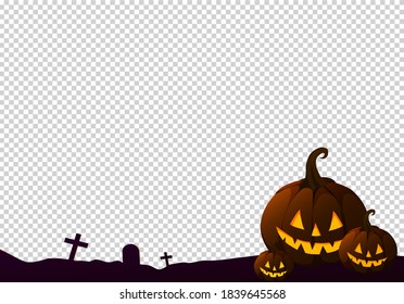 Happy Halloween  Party Background With 3 Pumpkin Basket, Family Set, Ghost  Isolated  On Png Or Transparent  Background, Vector Illustration 