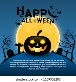 Happy Halloween party background. 31 october holiday event. Vector illustration. 
