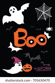 Happy Halloween Party, Background banner Poster icon cartoon freehand style with texture. vector illustration.