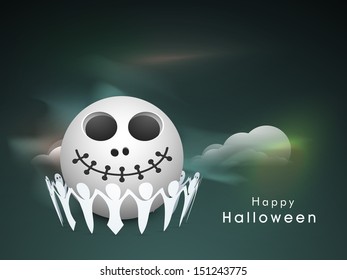 Happy Halloween party background with classic character or ghost celebrating in the night, can be use as flyer, banner or poster. 
