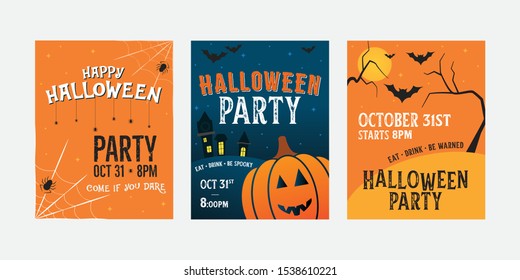 Happy Halloween Party, Halloween Background, Halloween Party Poster, Trick or Treat Party Invitation, Scary Pumpkin Icon, Party Invitation, October 31, Vector Illustration Background