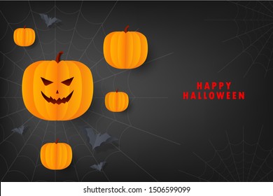 Happy Halloween Party Background. pumpkins, bats, Vector