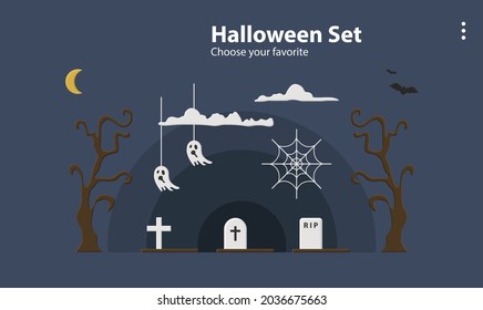 happy halloween party background wallpaper icon october template cartoon pattern pumpkin vector illustration holiday flyer web witch bat scary ghost card skull concept banner evil celebration cute