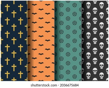 happy halloween party background wallpaper icon october template cartoon pattern pumpkin vector illustration holiday flyer web witch bat scary ghost card skull concept banner evil celebration cute