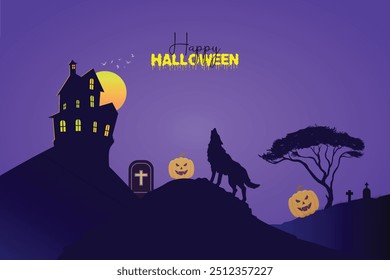 Happy Halloween party banner Background. Halloween Creative for social media post. 3D illustration.