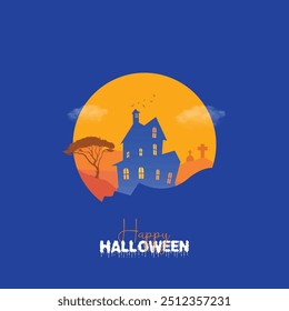 Happy Halloween party banner Background. Halloween Creative for social media post. 3D illustration.