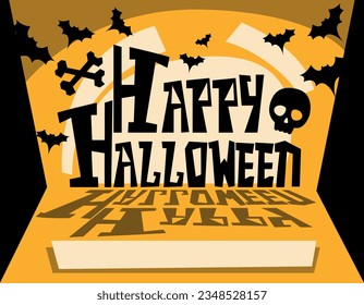 Happy Halloween party banner for social network, vector graphic in flat style
