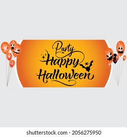 happy  halloween party banner template with balloons and place text, can be used as party invitation or web banner . vector illustration