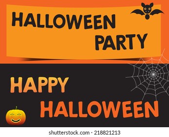 Happy Halloween and Party with bats pumpkin and web Poster, EPS10 Vector illustration.