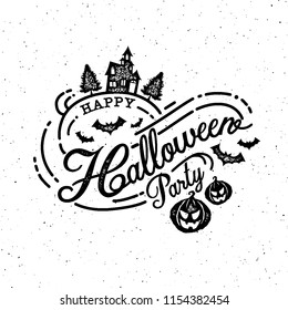 Happy Halloween Party , calligraphy, Logo ,Ghost , Scary ,spooky  template Vector illustration.