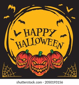 happy halloween party card scary pumpkins