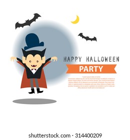 Happy Halloween party cute vampire cartoon character vector illustration design background eps 10