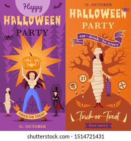 Happy Halloween party design for poster, banner, card, invitation and celebration event.