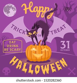 Happy Halloween party design for poster, banner, card, invitation and celebration event.