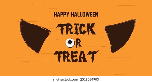 Happy Halloween party with different scary illustrations in orange and black colors  for banners, posters, greetings, flyer, Halloween celebrations. party invitation, event, social media, banner.