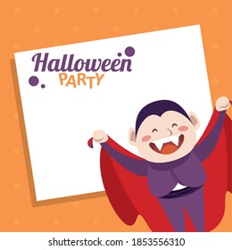 happy halloween party with dracula count character vector illustration design