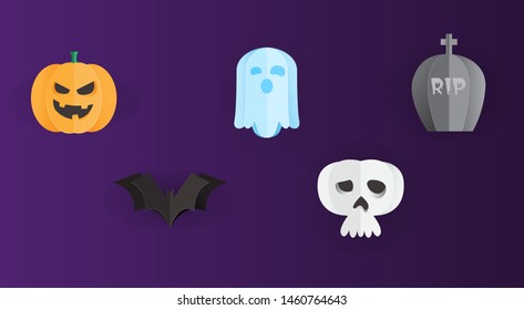 Happy Halloween Party elements isolated with solid background.