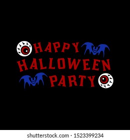 Happy Halloween party eyeball text banner on black background