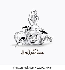Happy Halloween party festival creepy ghost background design vector