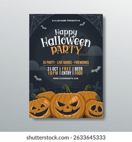 happy halloween party flyer template design
