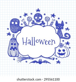 Happy halloween party hand drawn bubbles vector design illustration. Background Halloween.