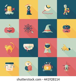 Happy halloween party icons set