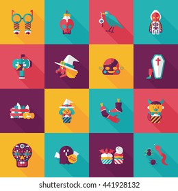 Happy halloween party icons set