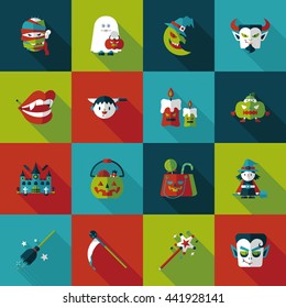 Happy halloween party icons set