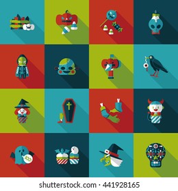Happy halloween party icons set