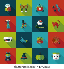 Happy halloween party icons set