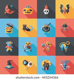 Happy halloween party icons set
