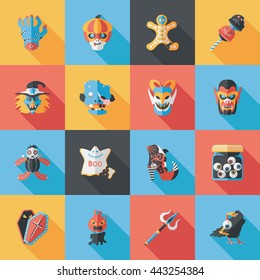Happy halloween party icons set