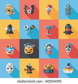Happy halloween party icons set