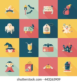 Happy halloween party icons set
