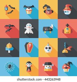 Happy halloween party icons set