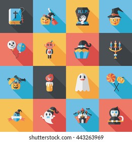 Happy halloween party icons set