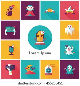 Happy halloween party icons set