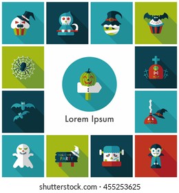 Happy halloween party icons set