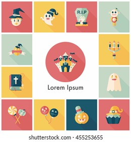 Happy halloween party icons set