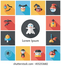 Happy halloween party icons set