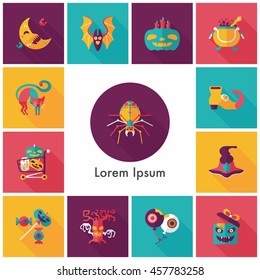 Happy halloween party icons set