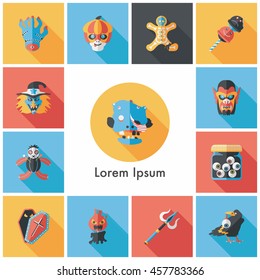 Happy halloween party icons set