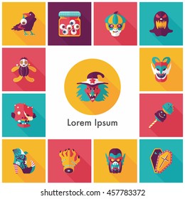 Happy halloween party icons set