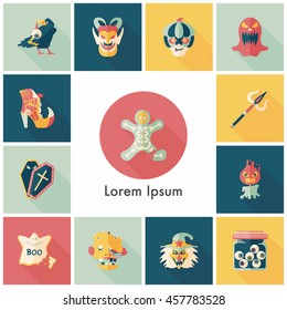 Happy halloween party icons set