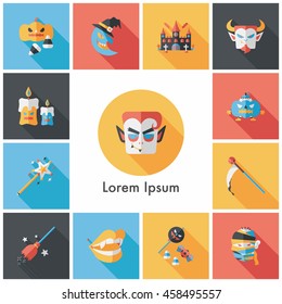 Happy halloween party icons set